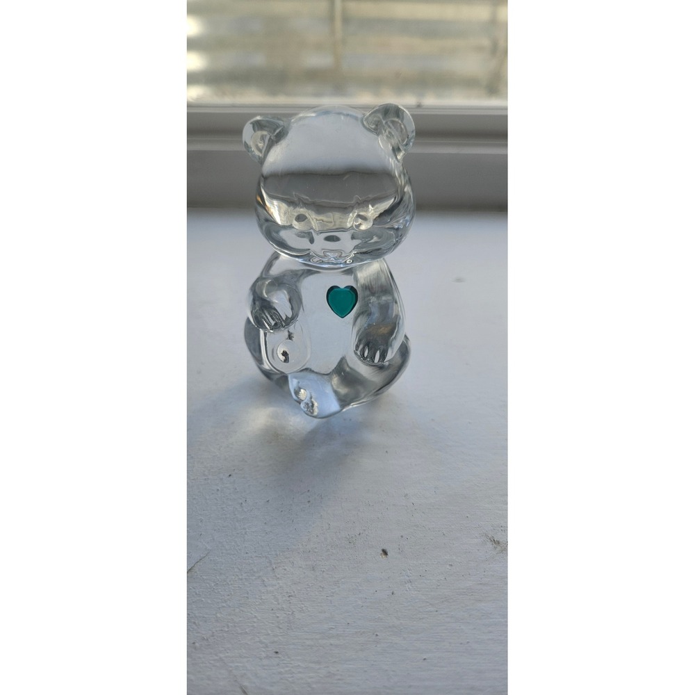 Fenton Teddy Bear Figurine Teal Heart Collectible May